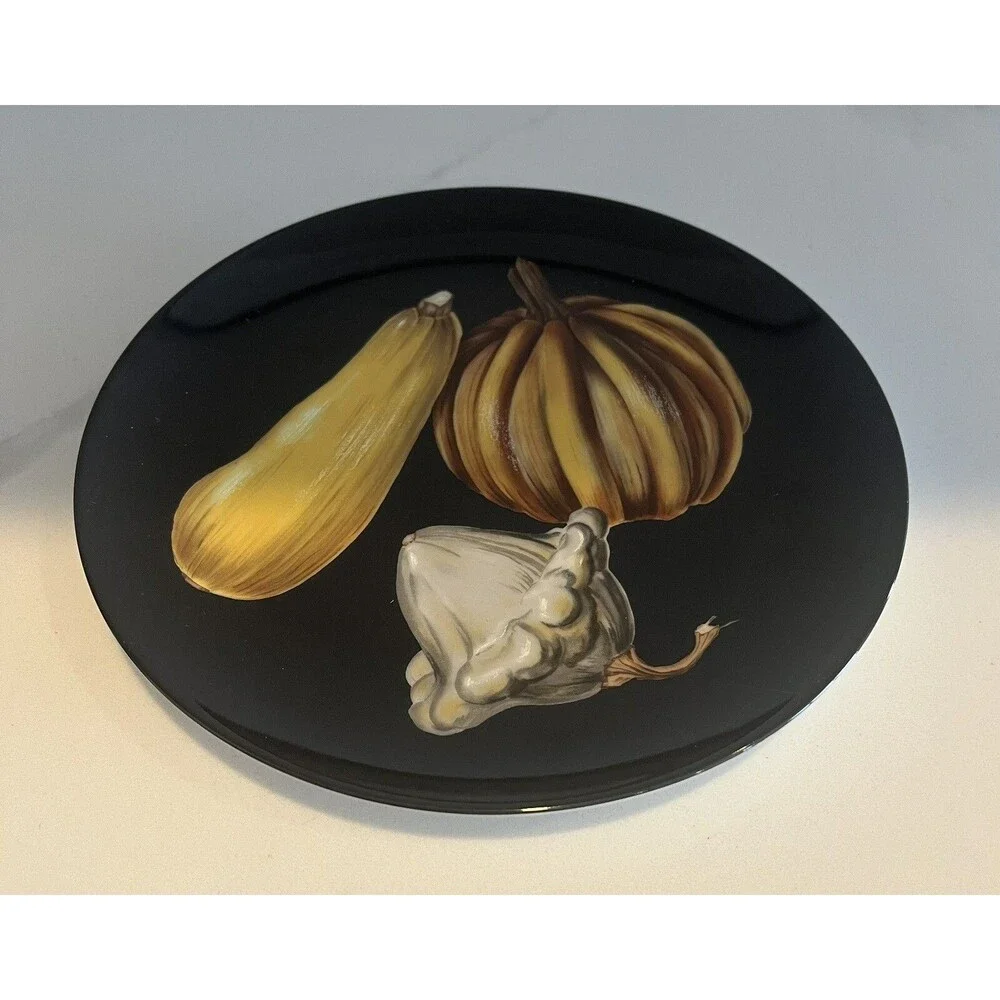 Fitz And Floyd Legumes Noir Fine Porcelain Mushrooms Plates